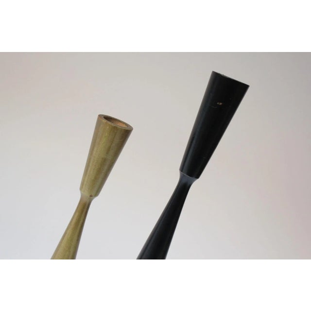 Black Set of Two Danish Modern Candlesticks in Gold and Black For Sale - Image 8 of 13