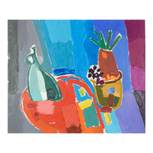 Colorful Modernist Still Life With Jug and Plant by Ellis Hopkins