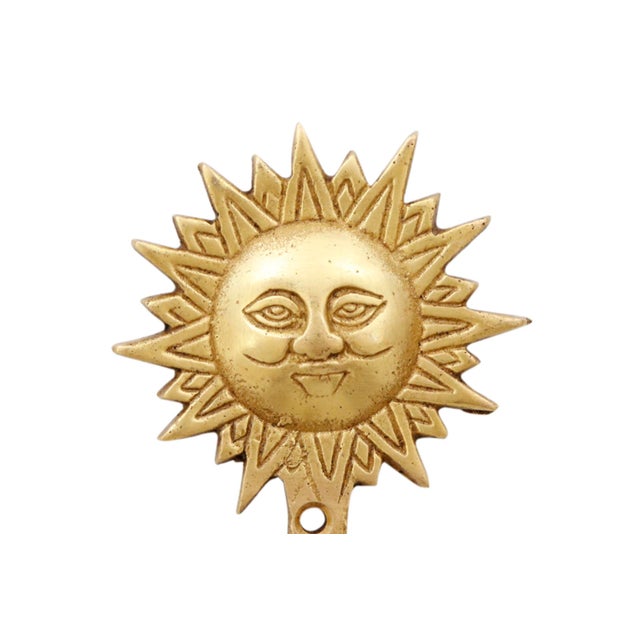 Bohemian Sun Brass Wall Hooks - Set of 12 For Sale - Image 4 of 4