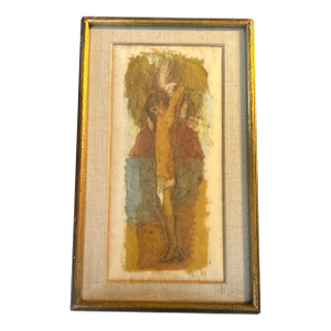 1950’s Original Folk Art Christ Watercolor / Ink Drawing