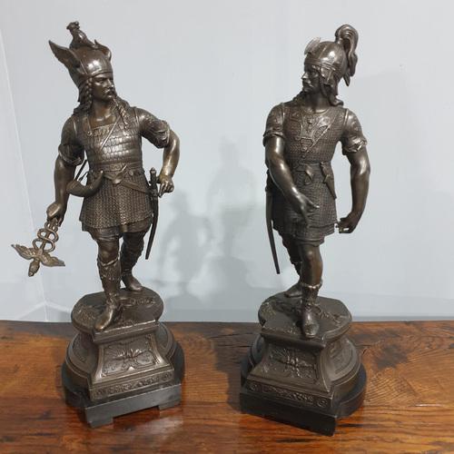 Large Vintage Spelter Figures, Set of 2 For Sale - Image 11 of 11