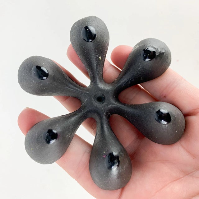 Hard to find vintage black metal tiny taper candle holder from Laurids Lonborg. Circular in shape. Late 60s. Rough sandy...