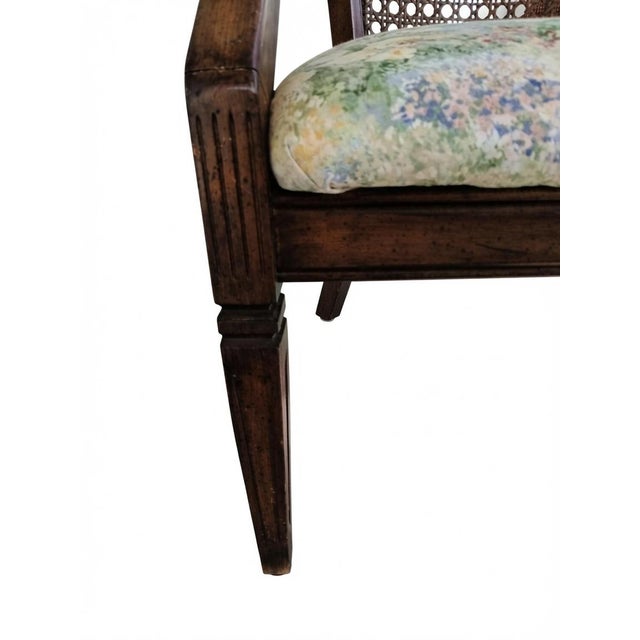 Wood Vintage Traditional Cane Barrel Back Accent Armchair For Sale - Image 7 of 12