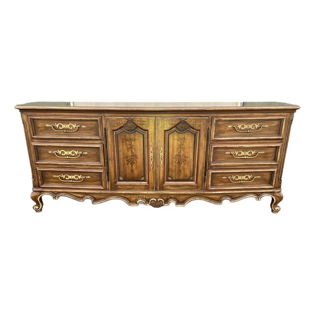 1980s Drexel Brittany Collection French Country Long Triple Dresser For Sale
