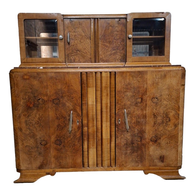 Art Deco Bar Cabinet in Walnut For Sale
