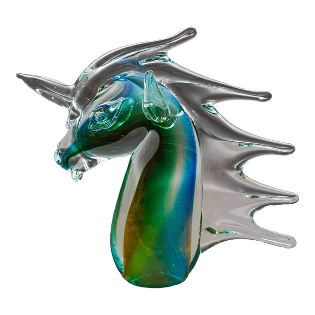Archimede Seguso Murano Signed Italian Sommerso Glass Unicorn Horse Sculpture For Sale