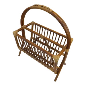 Vintage Bamboo Rattan Magazine Rack