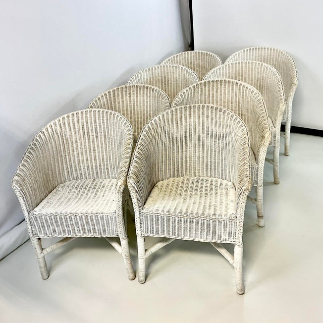 1980s Vintage Boho Chic Coastal Palecek Wicker Dining Chairs - Set of 8. For Sale - Image 18 of 18