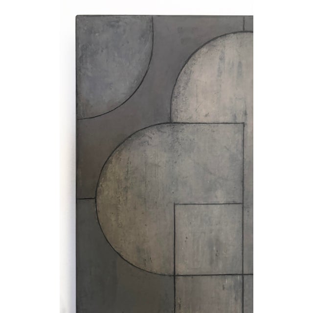 Contemporary Contemporary Geometric Abstract Oil and Cold Wax Painting Silver–Pewter Tones by Stephen Cimini For Sale - Image 3 of 7