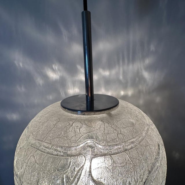 Metal Mid-Century Glass Suspension Lamp from Doria Leuchten, 1970s For Sale - Image 7 of 17