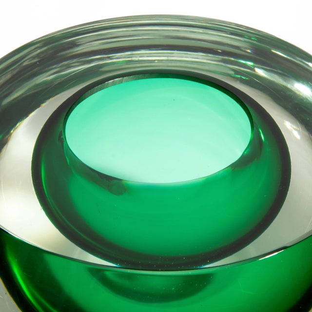 2020s Hand Blown Murano Sphere Vase in Emerald Green Small For Sale - Image 5 of 7