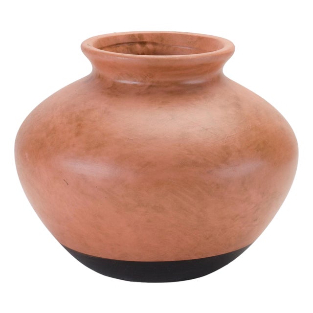 Two Tone Ceramic Vase 9"D For Sale