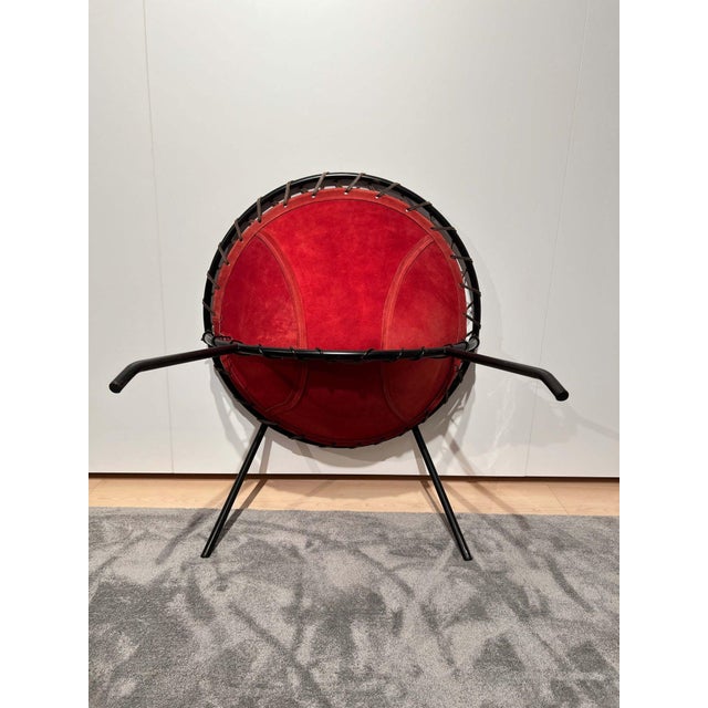Balloon Lounge Chair in Red Suede & Metal by Hans Olsen For Sale - Image 17 of 18