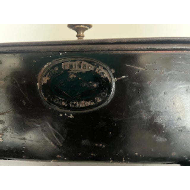 Highest Quality Victorian Aesthetic Japanned Metal Complete Coal Scuttle Box, Purdonium Original Shovel Marked H.Loveridge & Co. The Edinburgh C1880 For Sale - Image 10 of 14