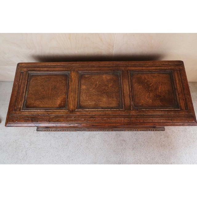 Small Renaissance Style Carved Oak Blanket Chest, 1920 For Sale - Image 6 of 8