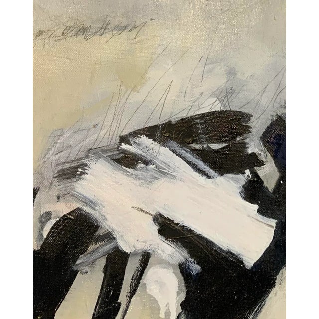 Mid-Century Modern “Collected Memories" Modern Black Grey Original Abstract Diptych Painting by Michele Zuzalek - Set of 2 For Sale - Image 3 of 6