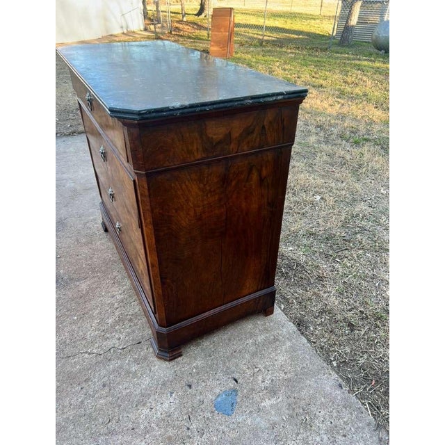 Wood 19th Century French Louis Philippe Burl Walnut Marble Top Chest of Drawer / Commodes For Sale - Image 7 of 12