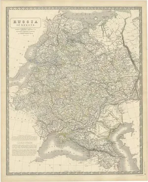 Antique Map of Russia in Europe attributed to W. & A. K. Johnston, 1850