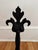 French Provincial Midcentury Pair of French Fleur-De-Lis Cast Iron Fireplace Andirons For Sale - Image 3 of 8