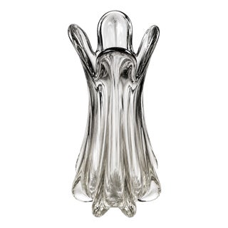 Sommerso Murano Glass Flower Shape Vase, 1970s For Sale