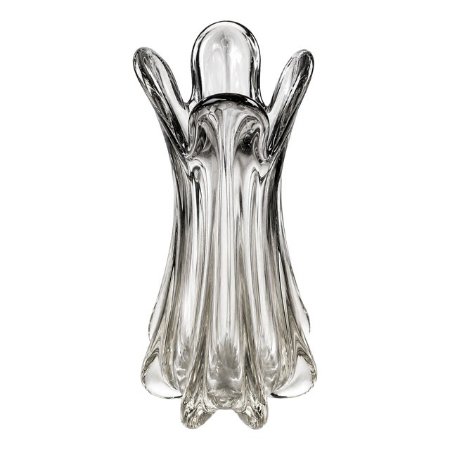 Sommerso Murano Glass Flower Shape Vase, 1970s For Sale