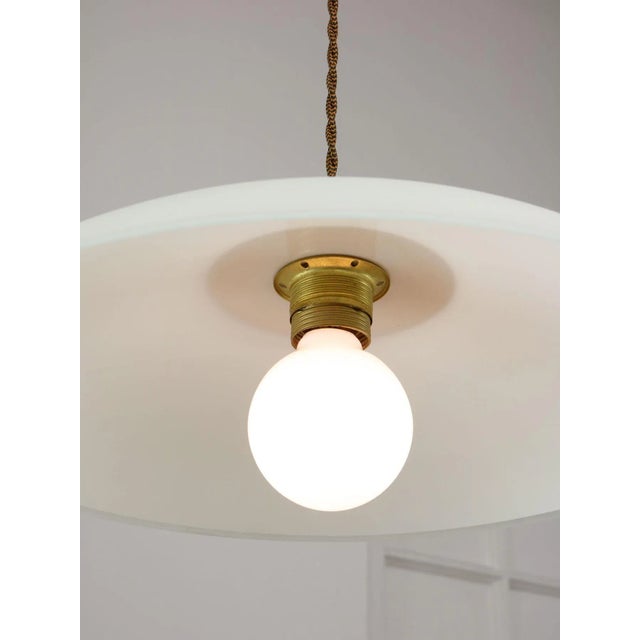 Mid-Century Italian Saucer Glass and Brass Pendant Lamp For Sale - Image 3 of 18