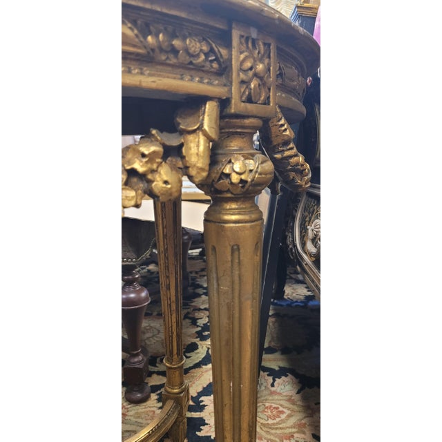 Early 20th Century Beautiful Gilt Wood and Marble French Table For Sale - Image 9 of 13