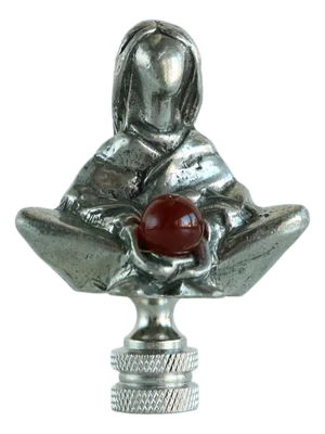 Meditating Figure Lamp Finial on Chrome Hardware