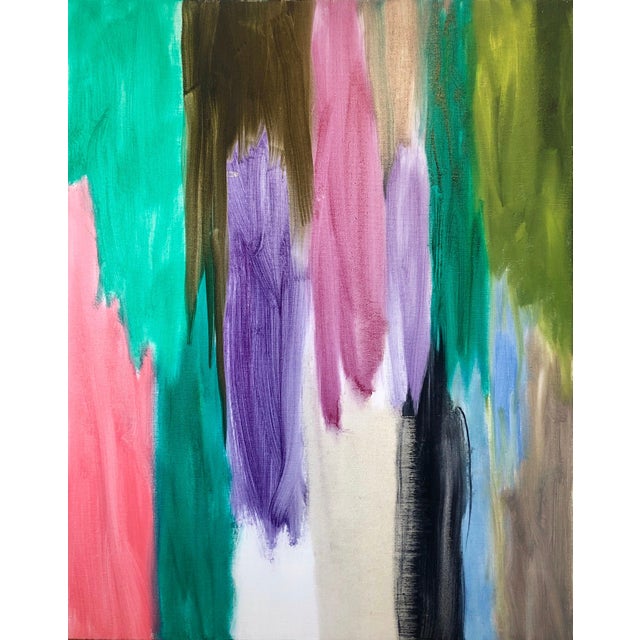 Rudi Molacek, Austrian Contemporary Abstract Expressionist Painting Vertical Lines of Color, 2008 For Sale