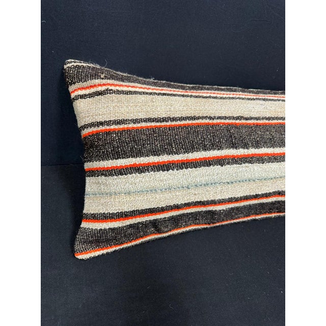 Turkish Hemp Pillow Cushion Natural Beige Black Cushion Cover 14x40 #30493 Enhance your home decor with our Kilim Pillow...