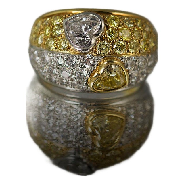 Late 20th Century Keith Davis Yellow Diamond Ring, Size 7.25 For Sale