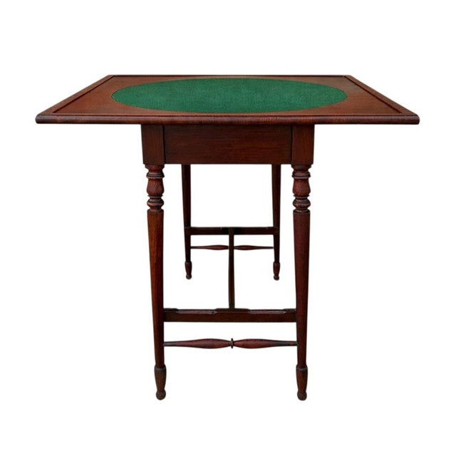 English Oak Games Table with Green Felt Top, 1930s For Sale - Image 9 of 9