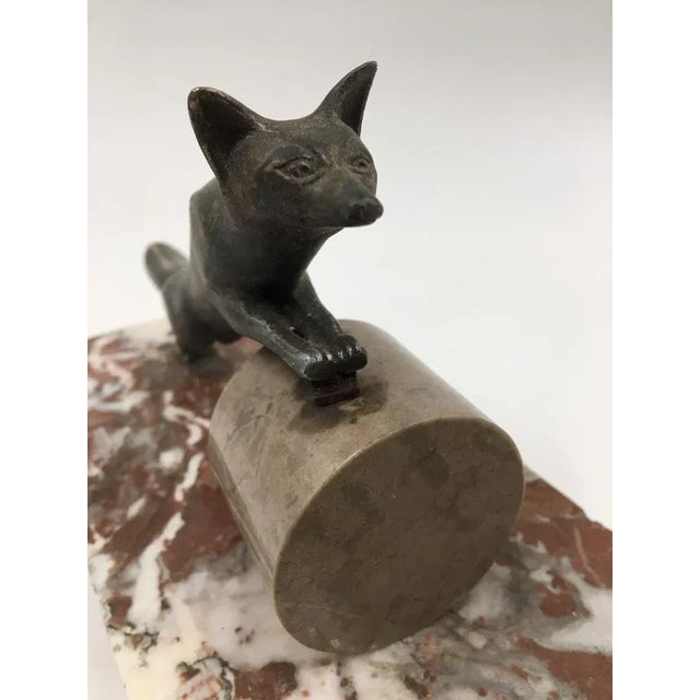 French Art Deco Spelter on Marble Sculpture of Fox Hunting Goose in the style of Irénée Rochard, 1920s For Sale - Image 4 of 6