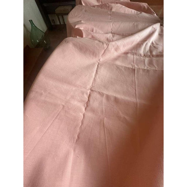 A quietly beautiful piece from another time—soft, luminous, and impossibly romantic. This antique French linen sheet,...