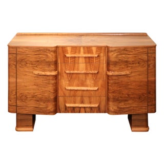 Art Deco Burl Walnut “Talent Series” Sideboard, Stamped F. H. Marshall & Co. For Sale
