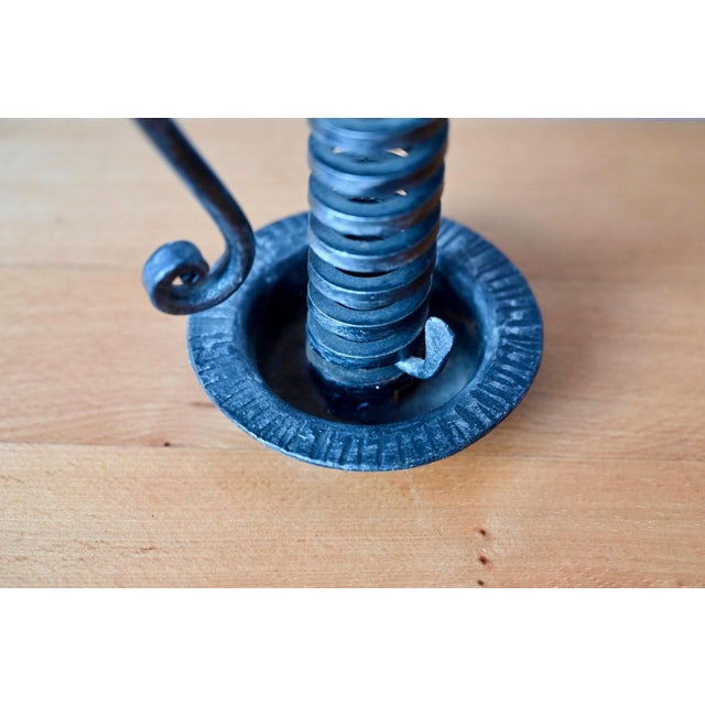 Black Antique Wrought Iron Cellar Rat Candlestick, 1960s For Sale - Image 8 of 9