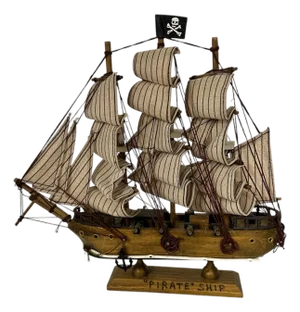 Vintage Wood Model Pirate Ship