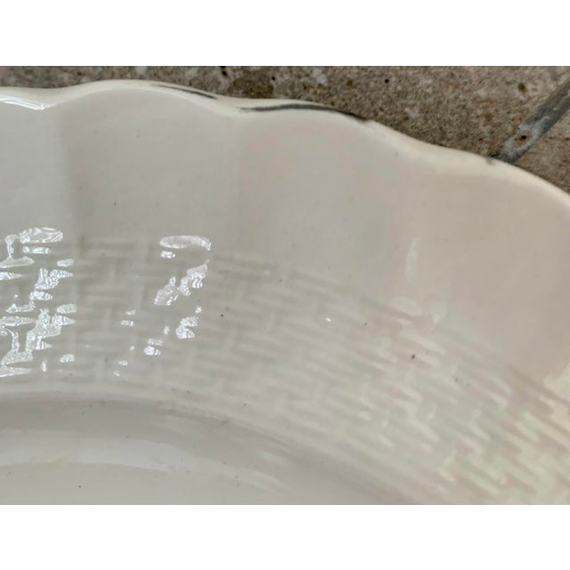 Vintage English Copeland Spode ‘Glendale’ Scalloped Plates in Chelsea Wicker, Botanical Centers With Varied Hand Colored Fruit & Floral- Set of 3 For Sale - Image 10 of 12