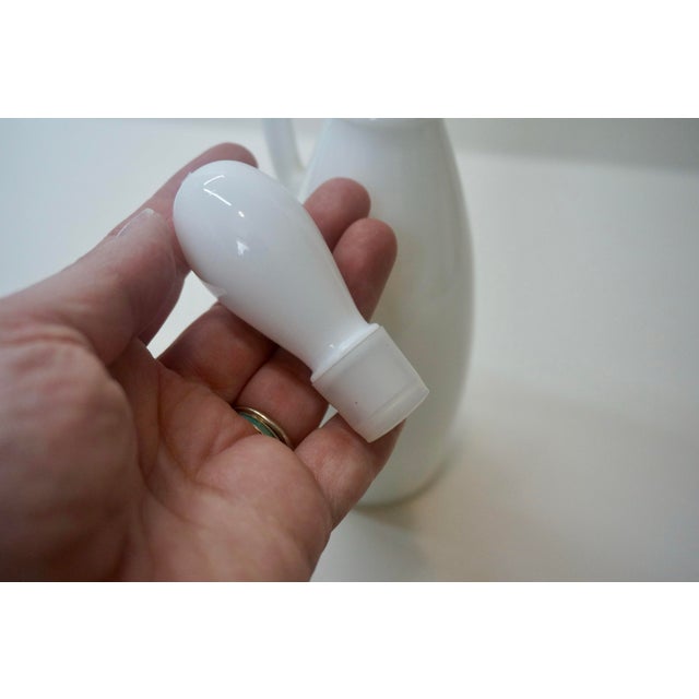 Federal Glass Mid-Century Federal Glass "Rosecrest" Milk Glass Cruet With Original Stopper For Sale - Image 4 of 5