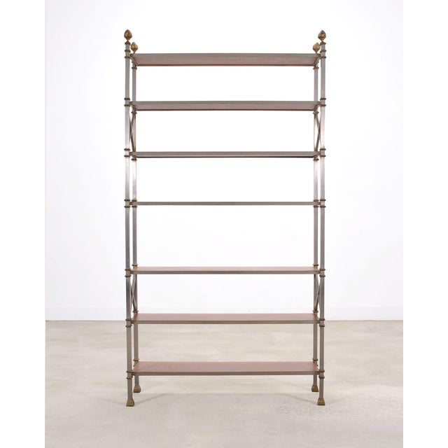 Neoclassical Maison Jansen Style Steel Bronze Neoclassical Bookcase Étagère For Sale - Image 3 of 18