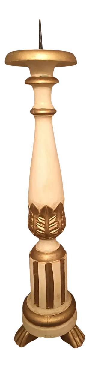 Off-White/Gold Wooden Floor Candle Stand