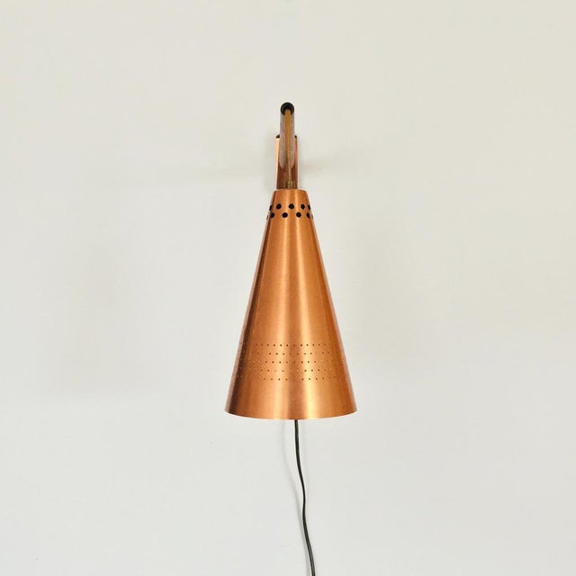 Mid-Century Modern Scandinavian Copper & Teak Model S 1718 Wall Lamp by Hans-Agne Jakobsson for Hans-Agne Jakobsson AB Markaryd, Sweden, 1960s For Sale - Image 3 of 14