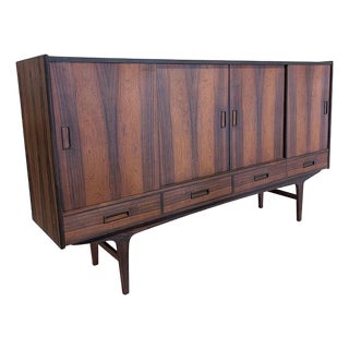 1950s Rosewood Credenza w Dry Bar Borge Sindahl For P. Westergaard, Attributed For Sale