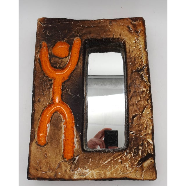 Glass Mid-Century Modern French Ceramic Mirror, 1960s For Sale - Image 7 of 16
