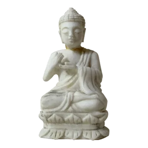 Antique Hand Carved Alabaster Buddha - A Venerable Effigy of Timeless Wisdom