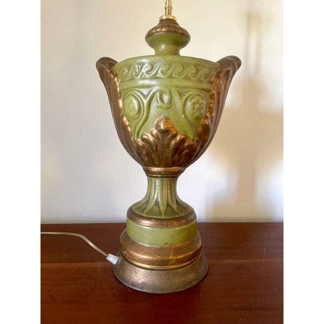 Large Bronze-Green Ceramic Lamp, 1950s For Sale - Image 11 of 18