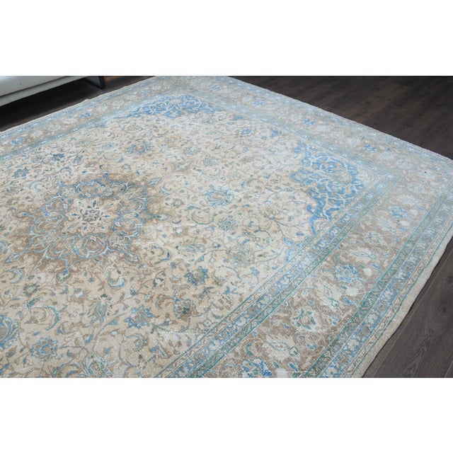 Textile 1970s Vintage Persian Handmade Wool Cotton Light Brown Area Rug For Sale - Image 7 of 11