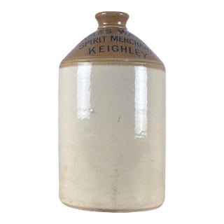 Antique English Stoneware Keighley Spirit Flagon For Sale