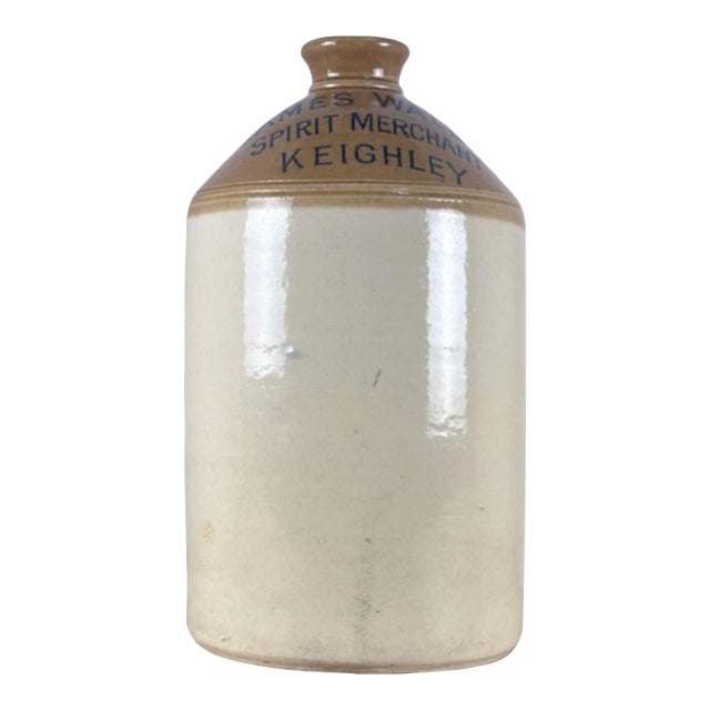 Antique English Stoneware Keighley Spirit Flagon For Sale