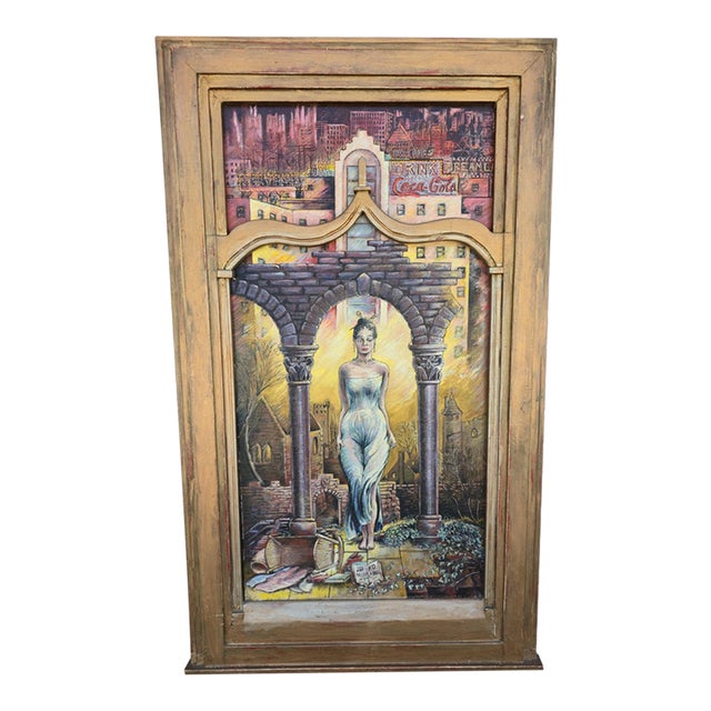 Large Signed "Nb" 1961 Mid Century Surrealist Oil Painting on Canvas For Sale